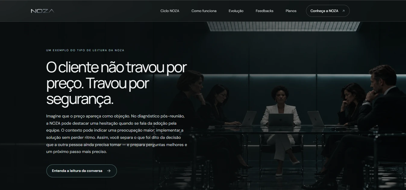 Exemplo de análise do contexto de uma conversa comercial.